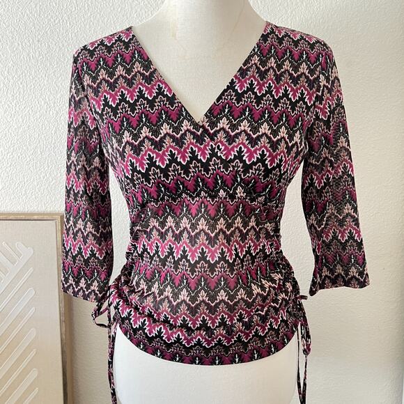 Iz Byer Tops - Vintage Iz Byer Womens Baby Doll Top Sz L 90S Y2K Rachel Boho Hippie Chevron 70s
